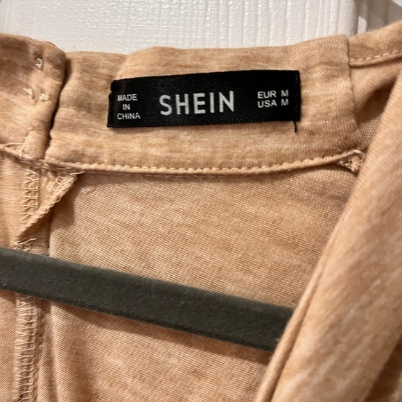 Golden Long Sleeve Blouse with Draped Neckline - Picture 2 of 3